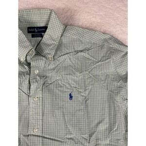 Ralph Lauren Blake Button Down Shirt Mens Large Green Gingham‎ Check Polo Logo